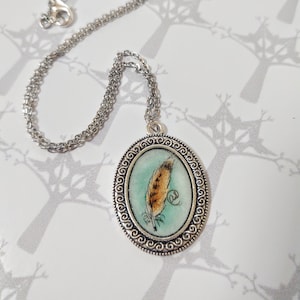 Hand Painted Pendant- Red Tailed Hawk Feather in Silver