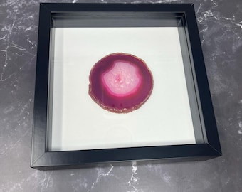 Large Geode Slice Wall Art: Shadow Box With Agate Slice Decor, Natural Stone Gift