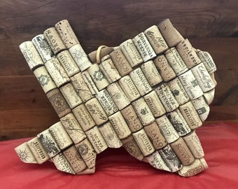 Texas-Shaped Wine Cork Wooden Board - Rustic Lone Star State Wall Decor - Unique Wine Lover Gift - Customizable Texas Cork Display