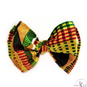 Kente Juneteenth hair bow, pre-tied ankara baby nylon headband, girls hair clip, black history, african head wrap for babies