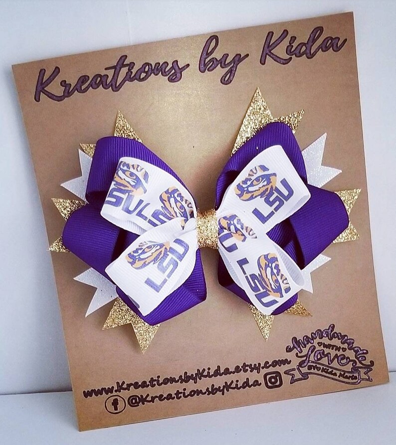 LSU Hair Bow Glitter Cheer Bow Infant Bow Toddler Etsy