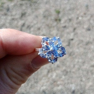 Tanzanite sterling silver ring, seed of life style