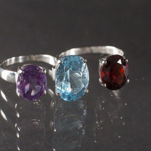 Doppel-Granat-Ring amethyst topase blau