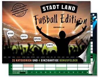 Stadt Land Fluss - Fußball Edition - Perfekt für die EM 2024 - Gesellschaftsspiel für Fußballfans - Geburtstagsgeschenk, Wichtelgeschenk