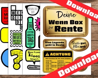 Geschenk zum Ruhestand selber machen - Download Datei Wenn Box zur Rente