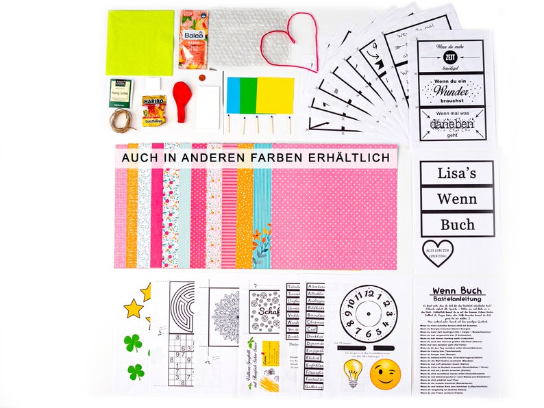wenn buch basteln personalisiertes bastelset mit sprüchen und papier