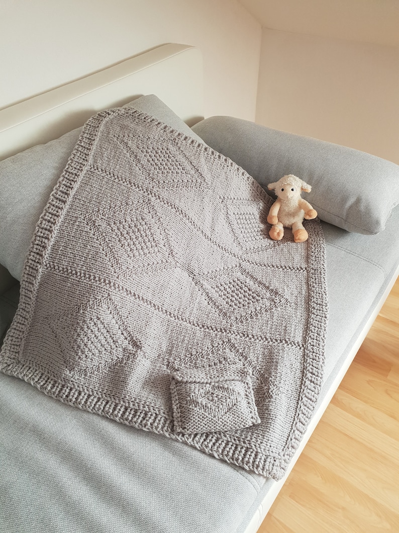 soft Grey baby cover in the diamond pattern including small cherry core cushion unisex warm