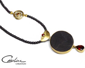 Collier | Red Moon | Gold | Granat | Schiefer