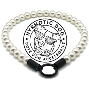 Medium White Pearl durable bead collar, beaded, dog pearls, bright large slip on collar dog pearl necklace