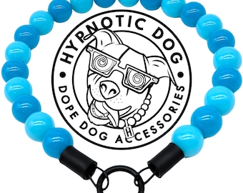 Polar Blue Acrylic Beaded Dog Collar Necklace, Slip On Style, Boy Dog Necklace