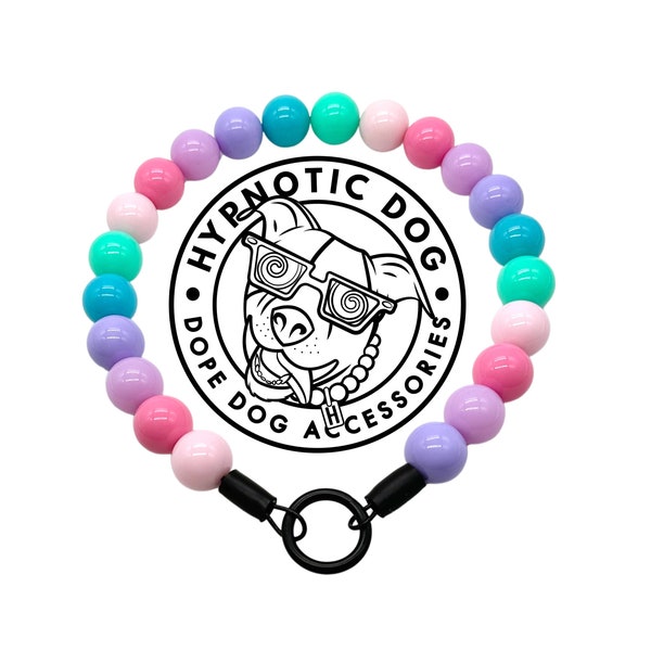 Bubblegum Acrylic durable slip on Dog Collar, custom, beaded, dog pearls, unique, boho, bright large bead, dog pearl necklace