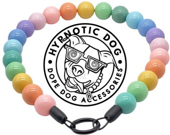 Pastel Rainbow Acrylic Bead Dog Collar, Slip On O-Ring Style, Dog Pearl Necklace