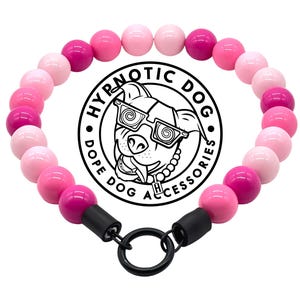 Pink Ombre Acrylic durable bead slip on dog collar, custom, beaded, dog pearls, unique, pinks bright large collar dog pearl necklace