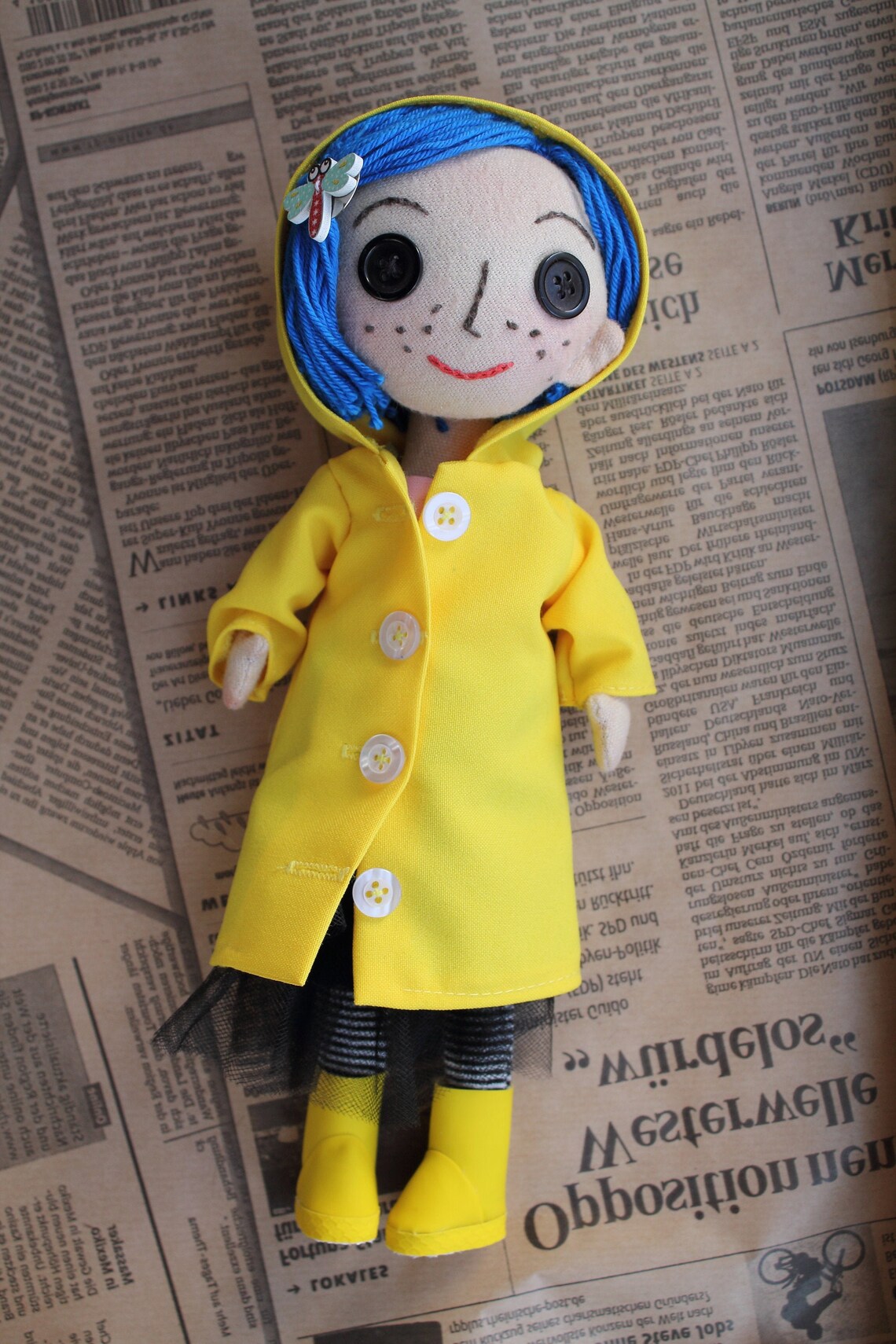 Coraline doll with button eyes fabric dolls . Etsy