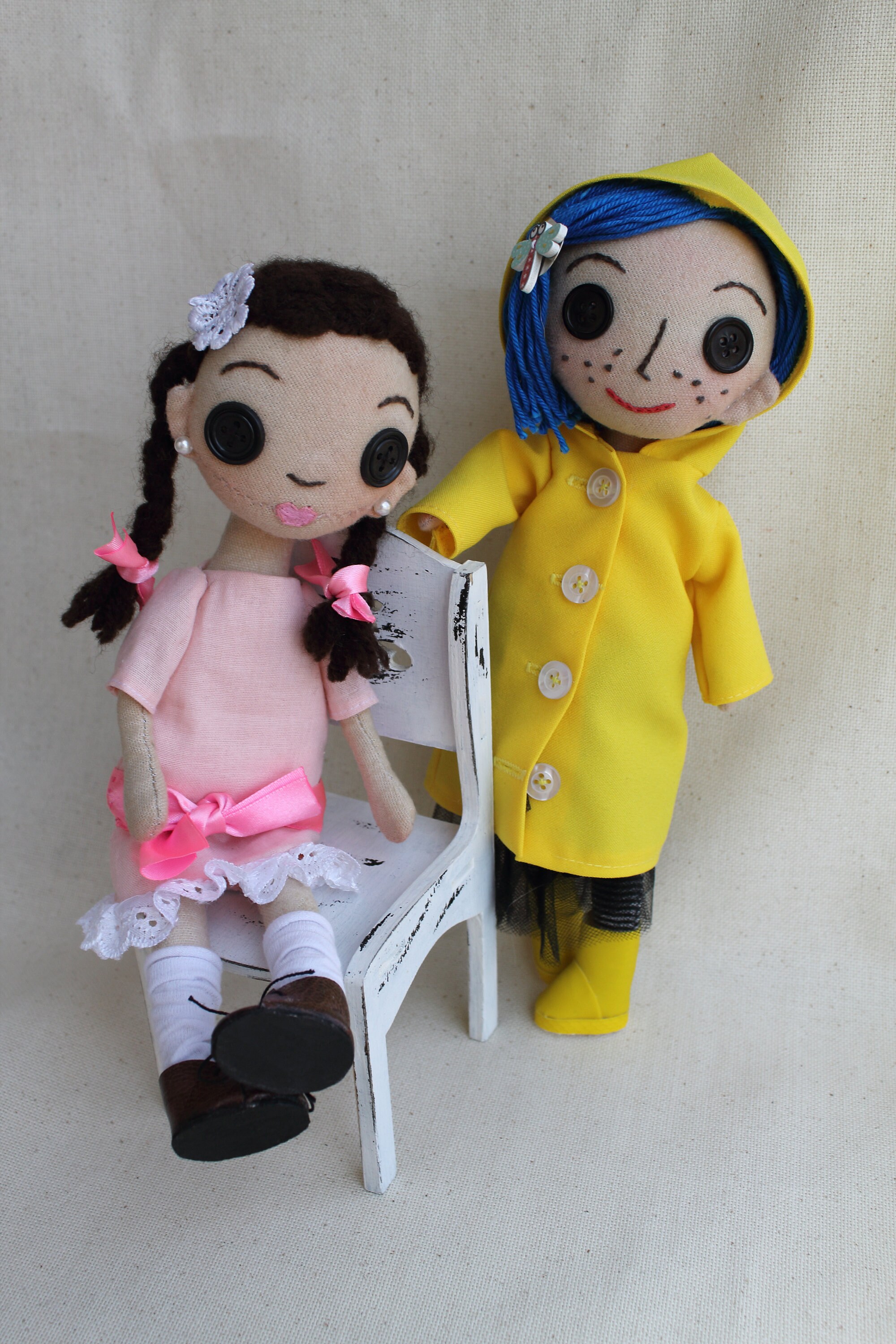 Coraline doll with button eyes fabric dolls . Etsy