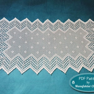 Table runner &quot;Zick Zack&quot;, German crochet instructions and counted pattern with repeat, variable size, DIY table decoration, crochet, pattern, PDF