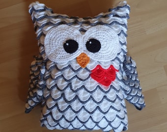 Pillow white owl - crochet pattern for a cuddly pillow