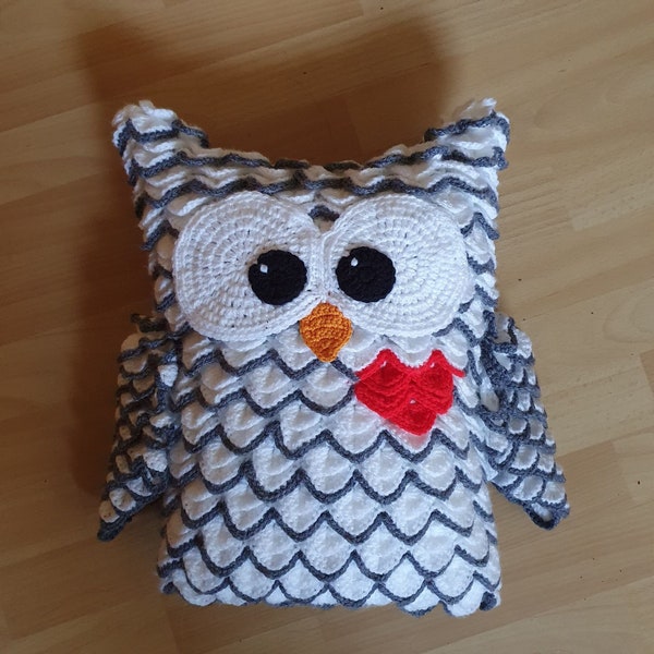 Pillow white owl - crochet pattern for a cuddly pillow