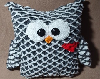 Owl with Heart - Pillow or Bag, DIY crochet pattern, instant download