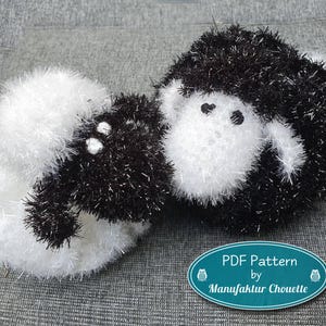 Shower pompom sheep, bath sponge, dish sponge, shower sponge, scrub, pompom, wellness, crochet pattern in English and German, DIY