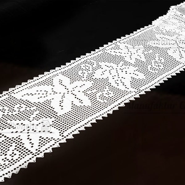 Table band "Weinlaub", autumn collection, DIY crochet instructions German, counted pattern with filet crochet repeat