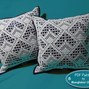 2x cushion decor/doilies 3D illusion, DIY instructions with 2 charts for filet crochet, instant download,