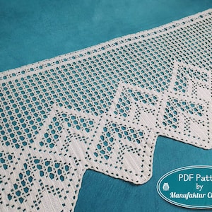 Curtain 3D illusion, PDF crochet pattern German, filet pattern with repeat, counted pattern, window, crochet, filet crochet, DIY,