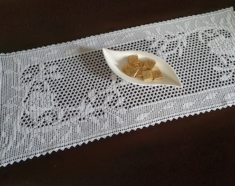 Table runner "Owls", owl collection, DIY instructions with counted pattern for filet crochet, instant download,