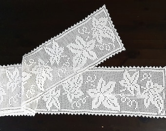 Narrow table ribbon "Vine leaves", autumn collection, DIY instructions counted pattern with repeat for filet crochet, instant download,