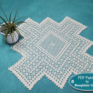 Tapete "Zick Zag", patrón de crochet PDF, decoración de mesa, crochet, filet crochet, bricolaje, patrón