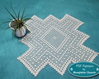 Doily "Zig Zack", PDF crochet pattern, table decoration, crochet, filet crochet, DIY, pattern