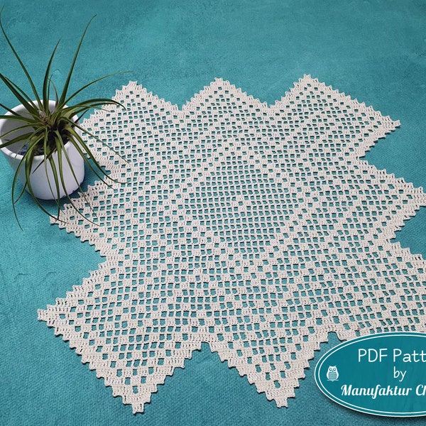 Doily "Zig Zack", PDF crochet pattern, table decoration, crochet, filet crochet, DIY, pattern