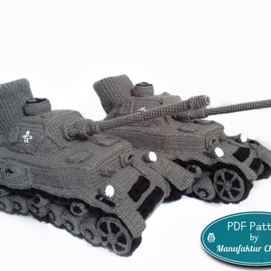 Panzer slippers crochet pattern German, detailed DIY, detailed, Pz Kpfw IV, various sizes, Panzer slippers, gifts for him