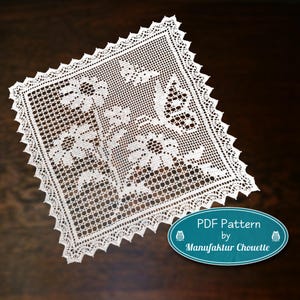 Tapete "Mariposas", patrón de crochet en PDF en alemán e inglés, colección de primavera, decoración de primavera, crochet, crochet de filete, DIY, patrón