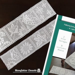 Table runner 4 seasons, DIY instructions 2 finished counted patterns variable for filet crochet, instant download,
