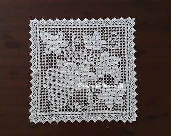 Doily grape, fall collection, DIY instructions with counted filet crochet pattern, instant download,