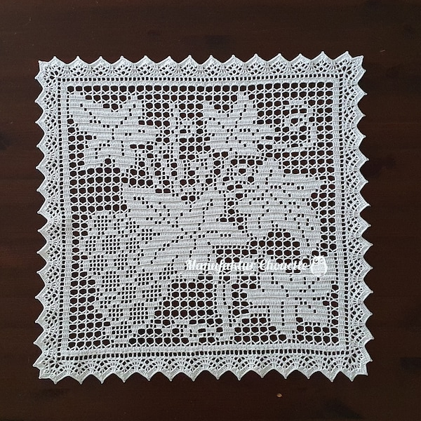 Doily grape, fall collection, DIY instructions with counted filet crochet pattern, instant download,