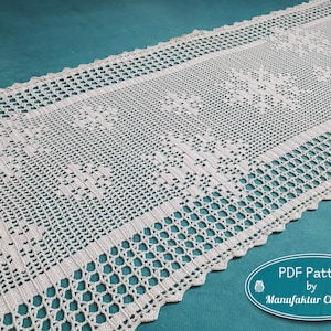 Table runner snowfall, PDF crochet pattern, winter collection, snowflakes, table decoration, Christmas, crochet, filet crochet, DIY, pattern