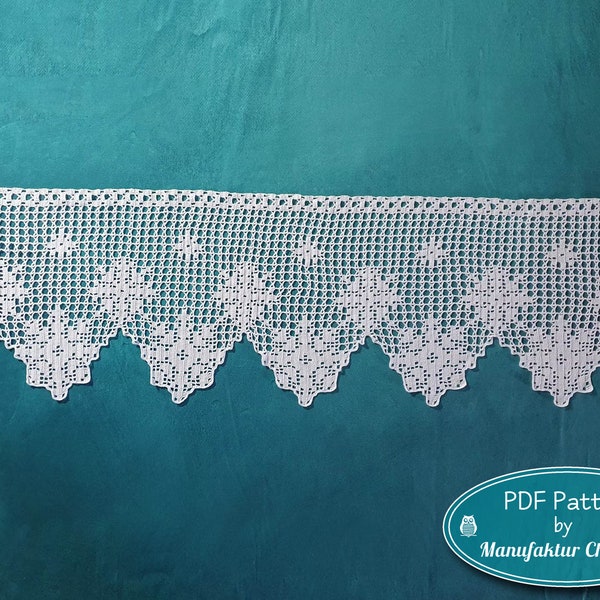 small curtain snowfall with repeat, PDF crochet pattern, winter collection, snowflakes, window, Christmas, crochet, filet crochet, DIY,