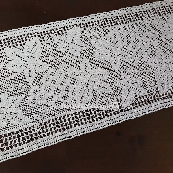 Table Runner Bunches of Grapes, Autumn Collection, DIY instructions with crossed stitch filet crochet pattern, instant download,