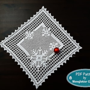 Square doily Snowfall, PDF German / English, winter collection, snowflakes, table decoration, Christmas, crochet, filet crochet,