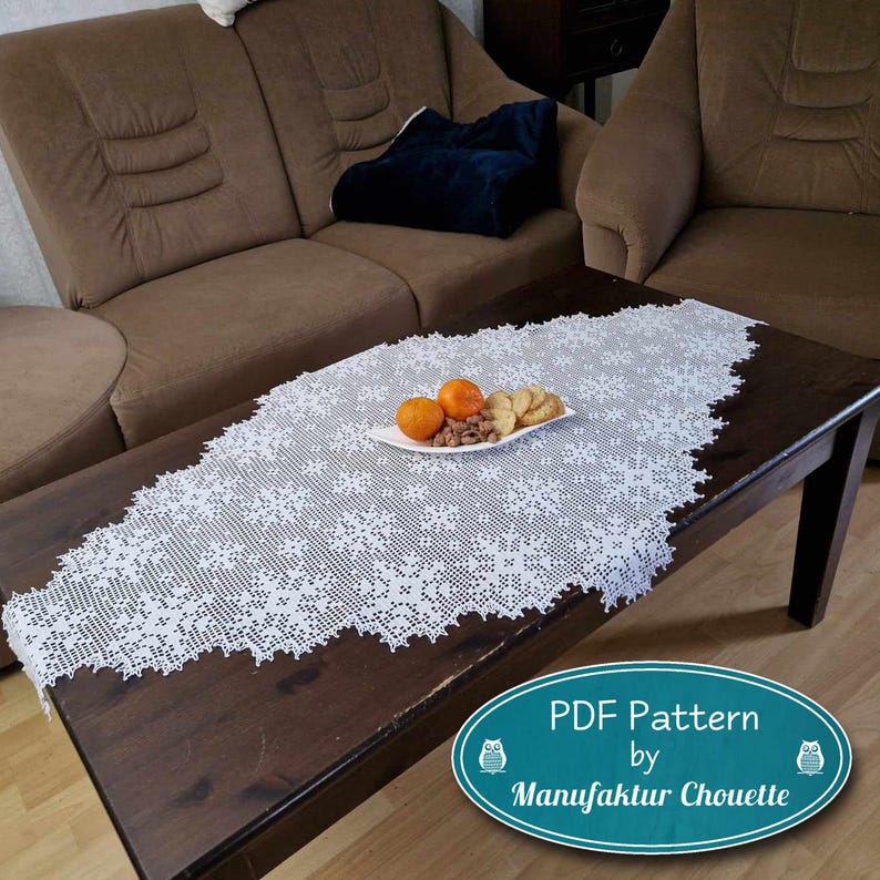 Tablecloth Snowfall, PDF Crochet Pattern, Winter Collection, Snowflakes ...