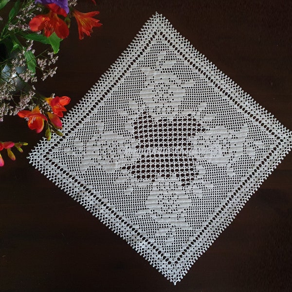 Doily four owls, owl collection, DIY instructions with counted filet crochet pattern, instant download,