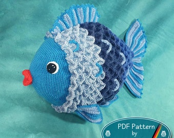 Bobble fish "Eddy", DIY crochet pattern, PDF German, instant download, color gradient, cake, gift idea, pillow fish, crochet pillow fish