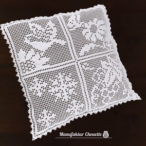 2x cushion decor 4 seasons collection, DIY instructions with 2 counted patterns for filet crochet, instant download,