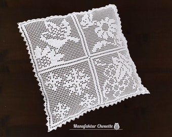 2x cushion decor 4 seasons collection, DIY instructions with 2 charts for filet crochet, instant download,