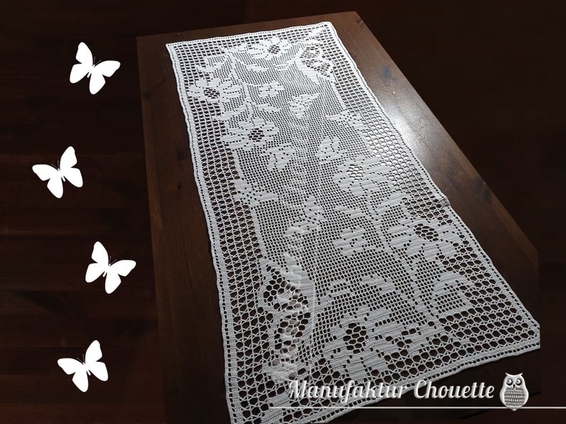 Table runner Butterflies, PDF crochet pattern, spring collection, table decoration, spring decoration, crochet, filet crochet, DIY, pattern image 5