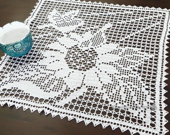 Doily sunflower, summer collection, DIY instructions with counted filet crochet pattern, instant download,