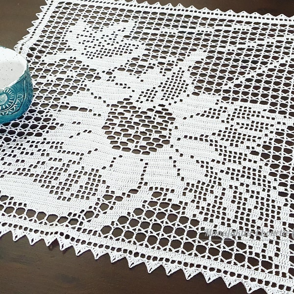 Doily sunflower, summer collection, DIY instructions with counted filet crochet pattern, instant download,