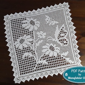 Doily &quot;Butterflies&quot;, PDF crochet pattern in German and English, spring collection, spring decoration, crochet, filet crochet, DIY, pattern